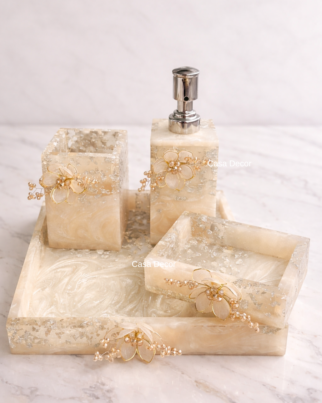 Resin Embellished Bathroom Set