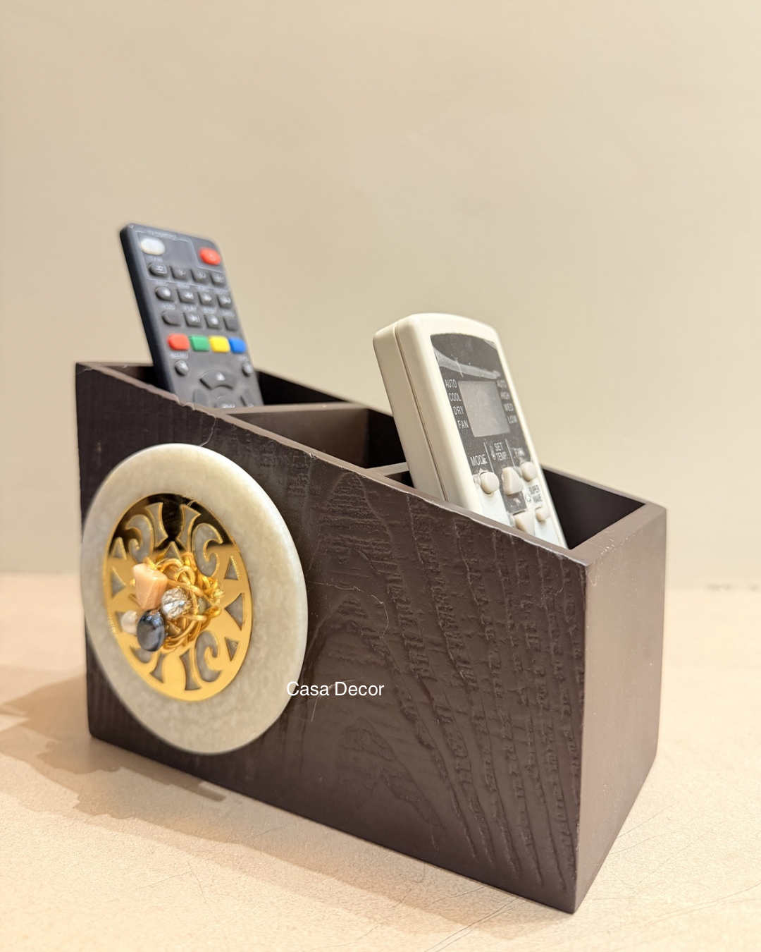Resin Embellished Wooden Multifunctional Organiser