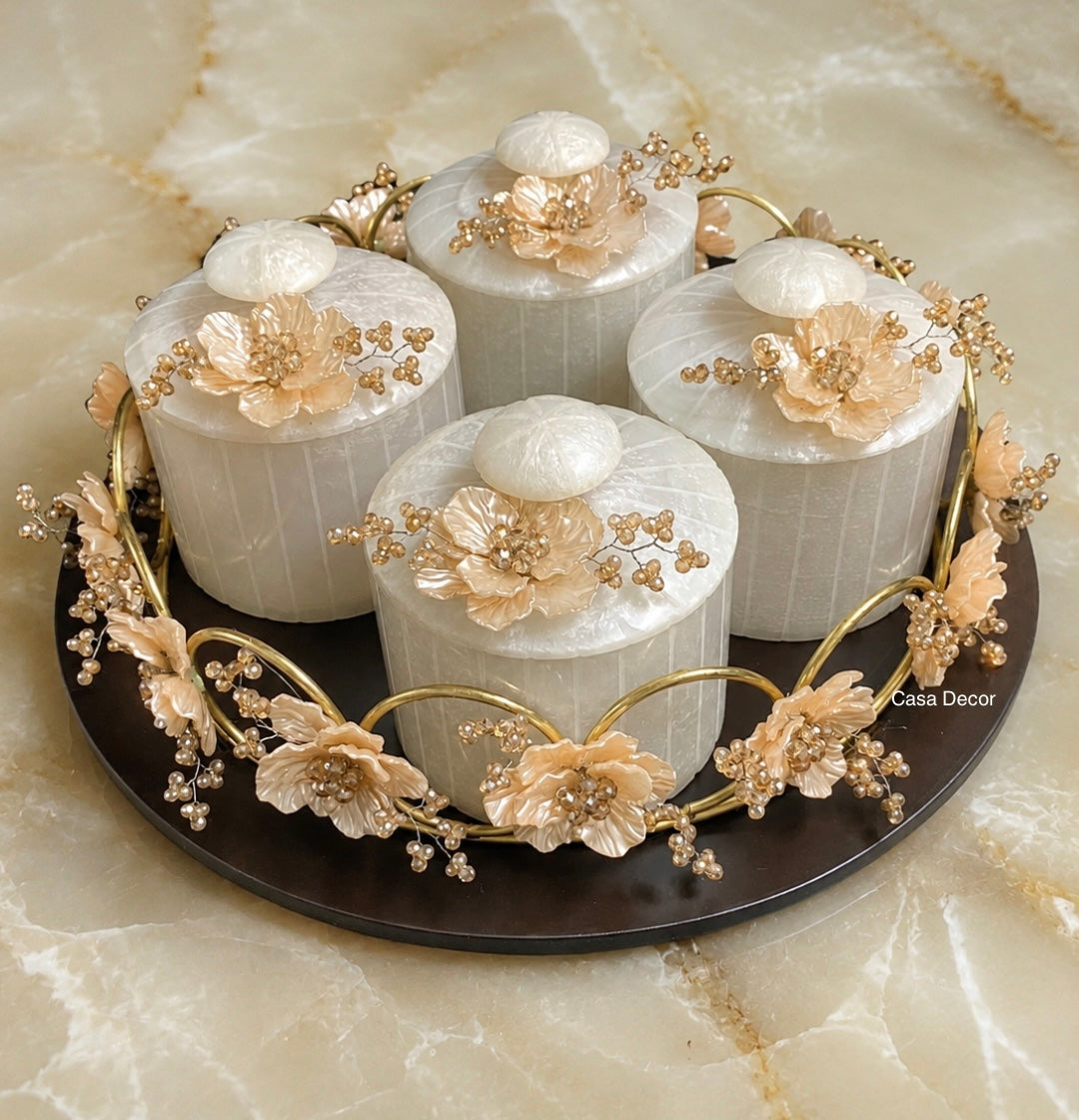 Airtight Crafted Resin Jars with Wooden Tray