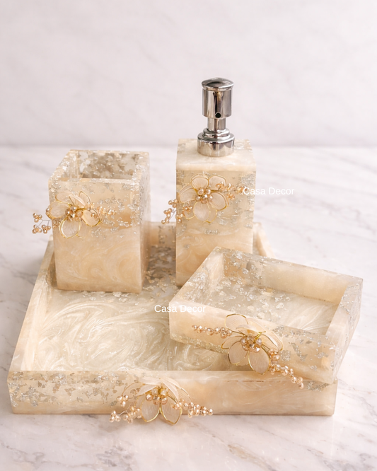Resin Embellished Bathroom Set
