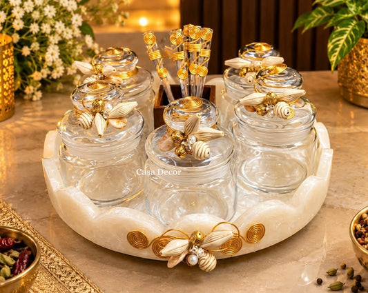 Rotating  Resin Tray with 6 Airtight Jars
