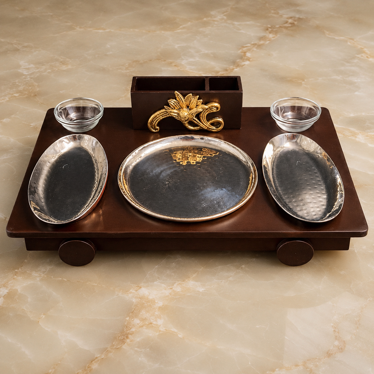 3 Dish Platter with Tissue & Cutlery Holder