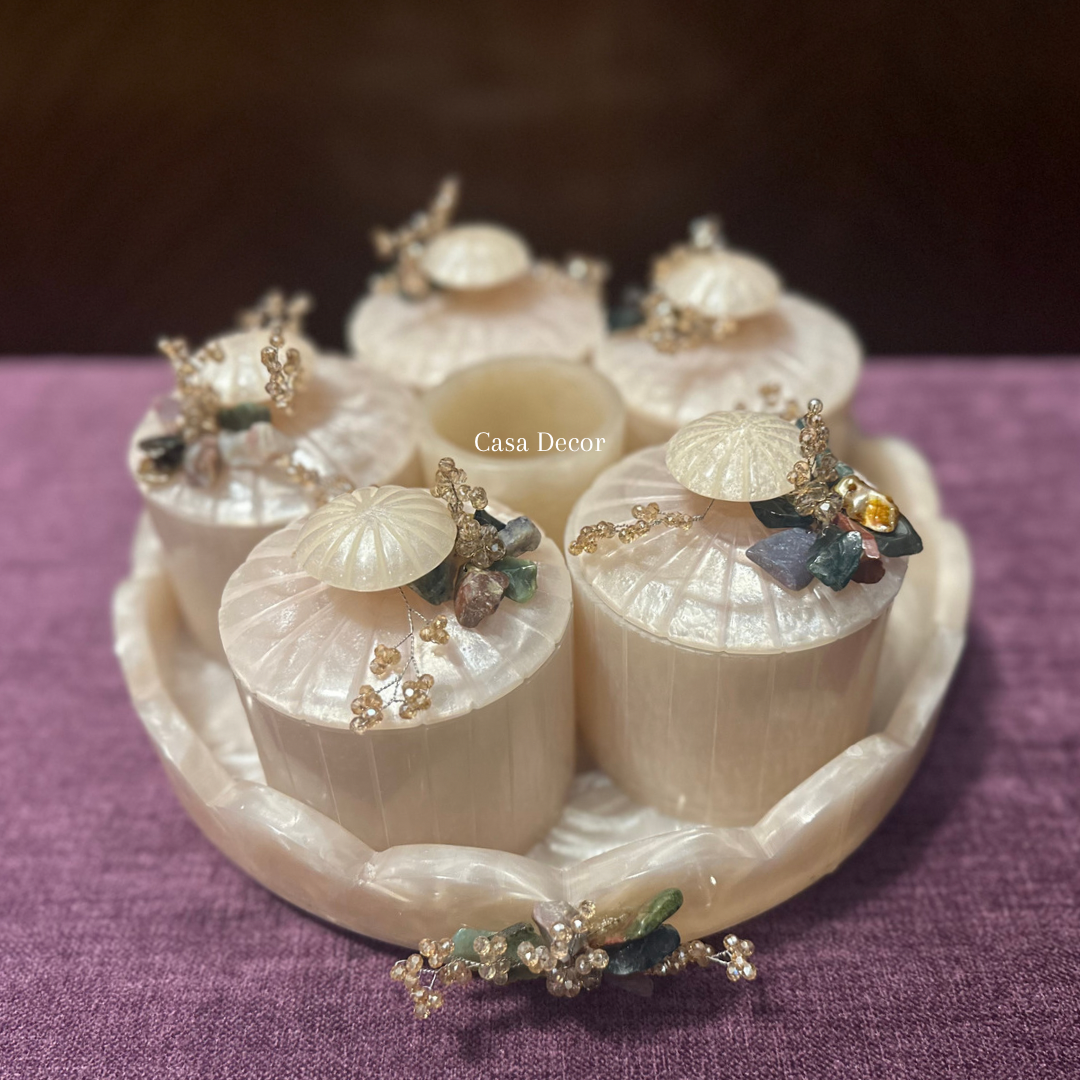 5 Jars Rotating Resin Tray Set