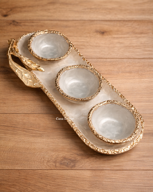 3 Bowl Serving Platter with Meenakari