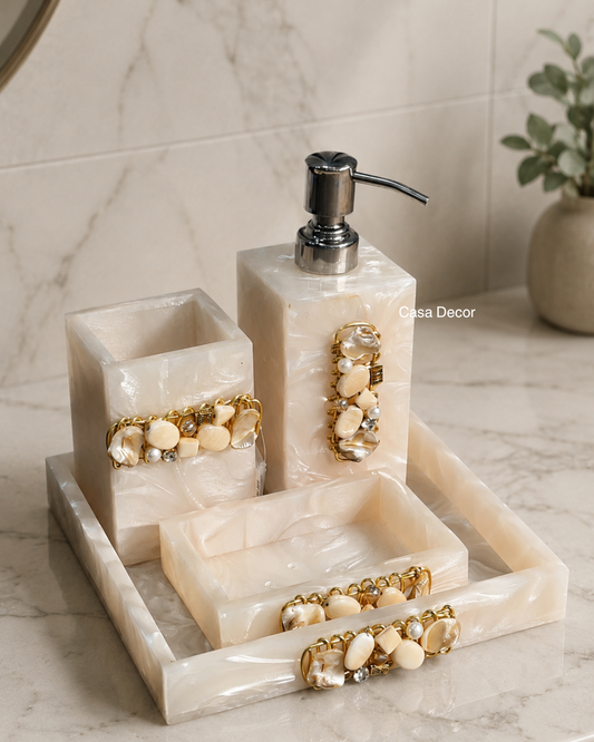 Resin Embellished Bathroom Set