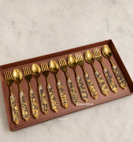 Gold Foil Cutlery Set