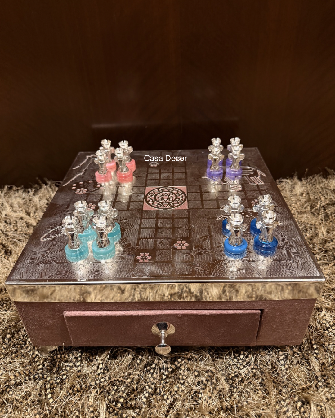 Designer Ludo Table- German Silver