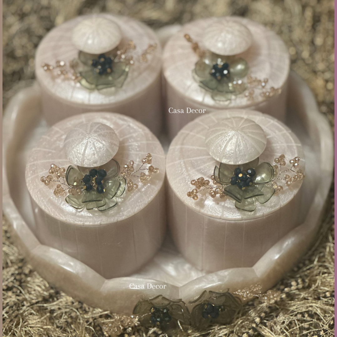 Resin Tray with 4 Airtight Jars