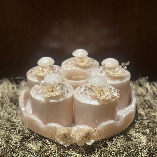 Return Favour (Bundle Offer): Resin Tray with 5 Airtight Jars & Cutlery Holder with Rotating Tray Base