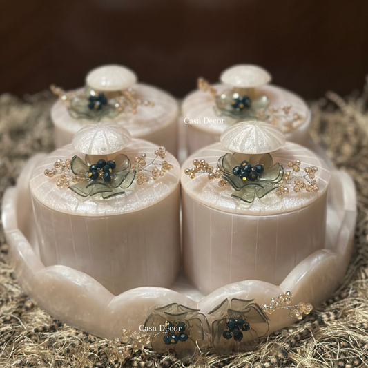 Resin Tray with 4 Airtight Jars