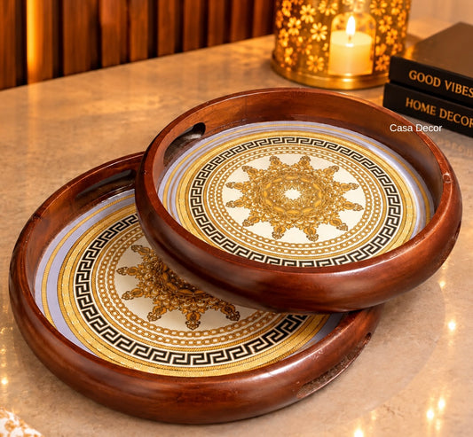 Digital Print Wheel Tray Set of 2