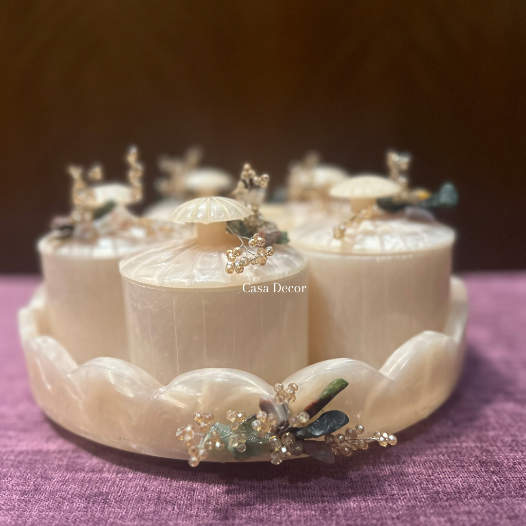 5 Jars Rotating Resin Tray Set