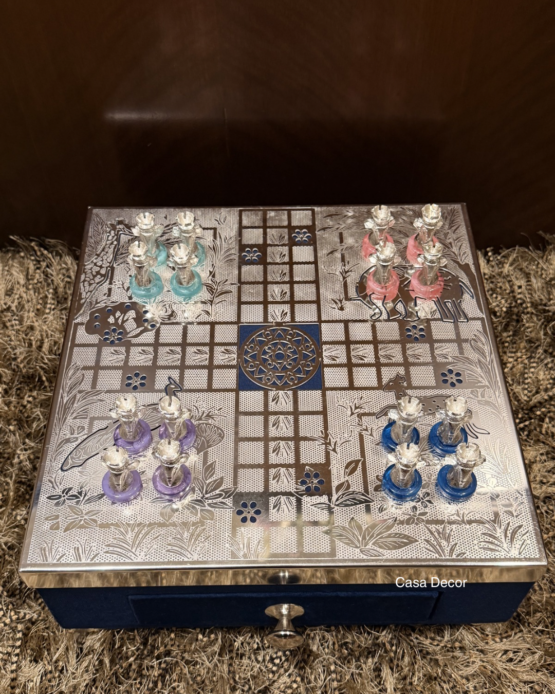 Designer Ludo Table - German Silver
