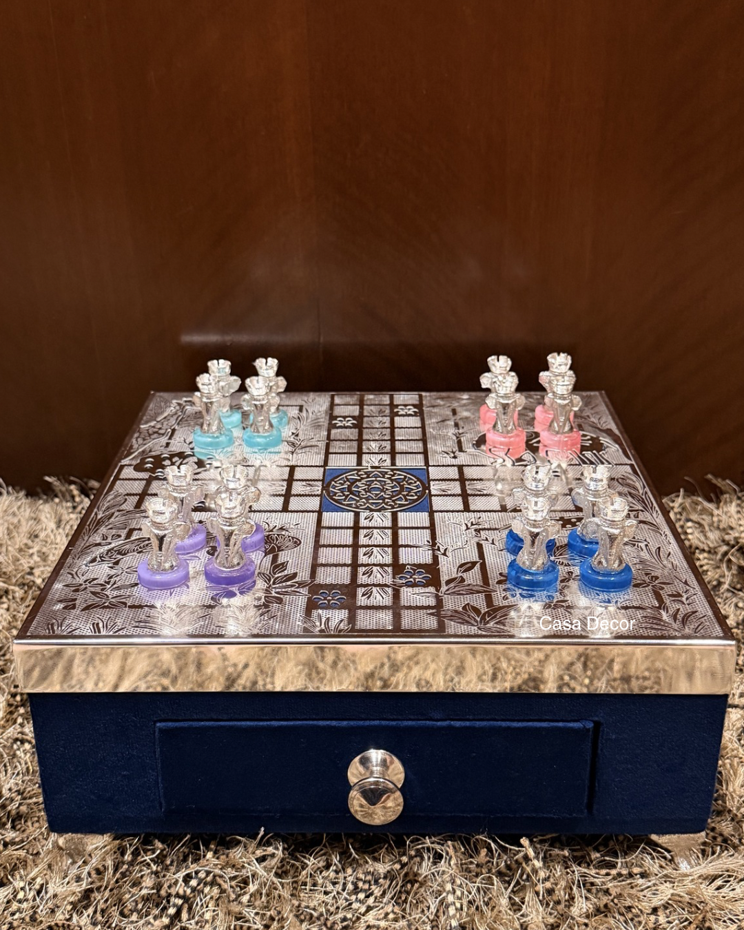 Designer Ludo Table - German Silver