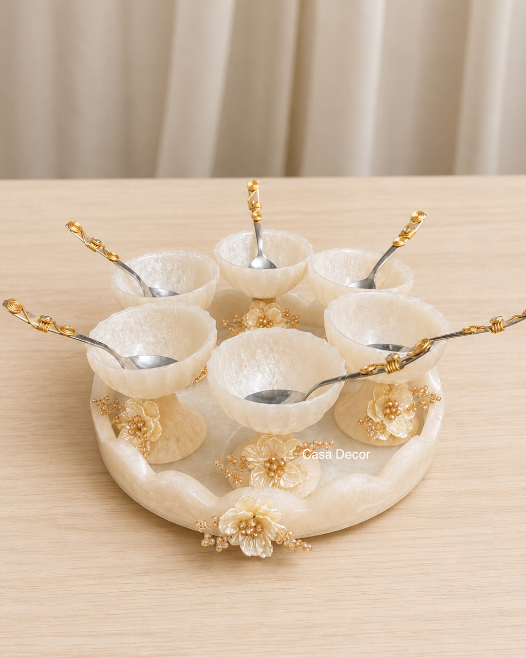 Premium Resin Embellished Dessert Bowls Set
