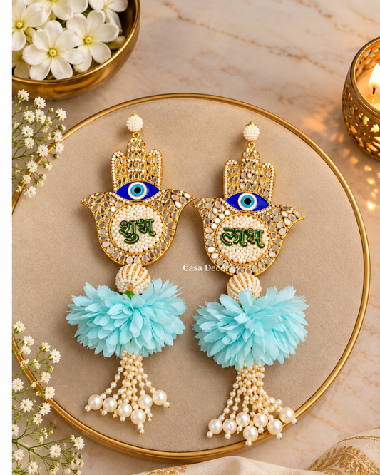 Embellished Evil Eye Shubh Labh with Tassels