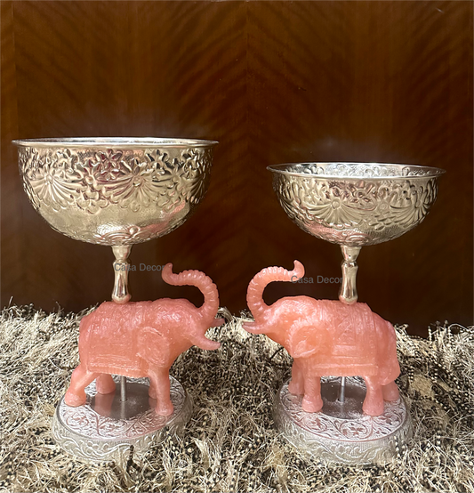 Resin Elephant with German Silver Plated Bowl