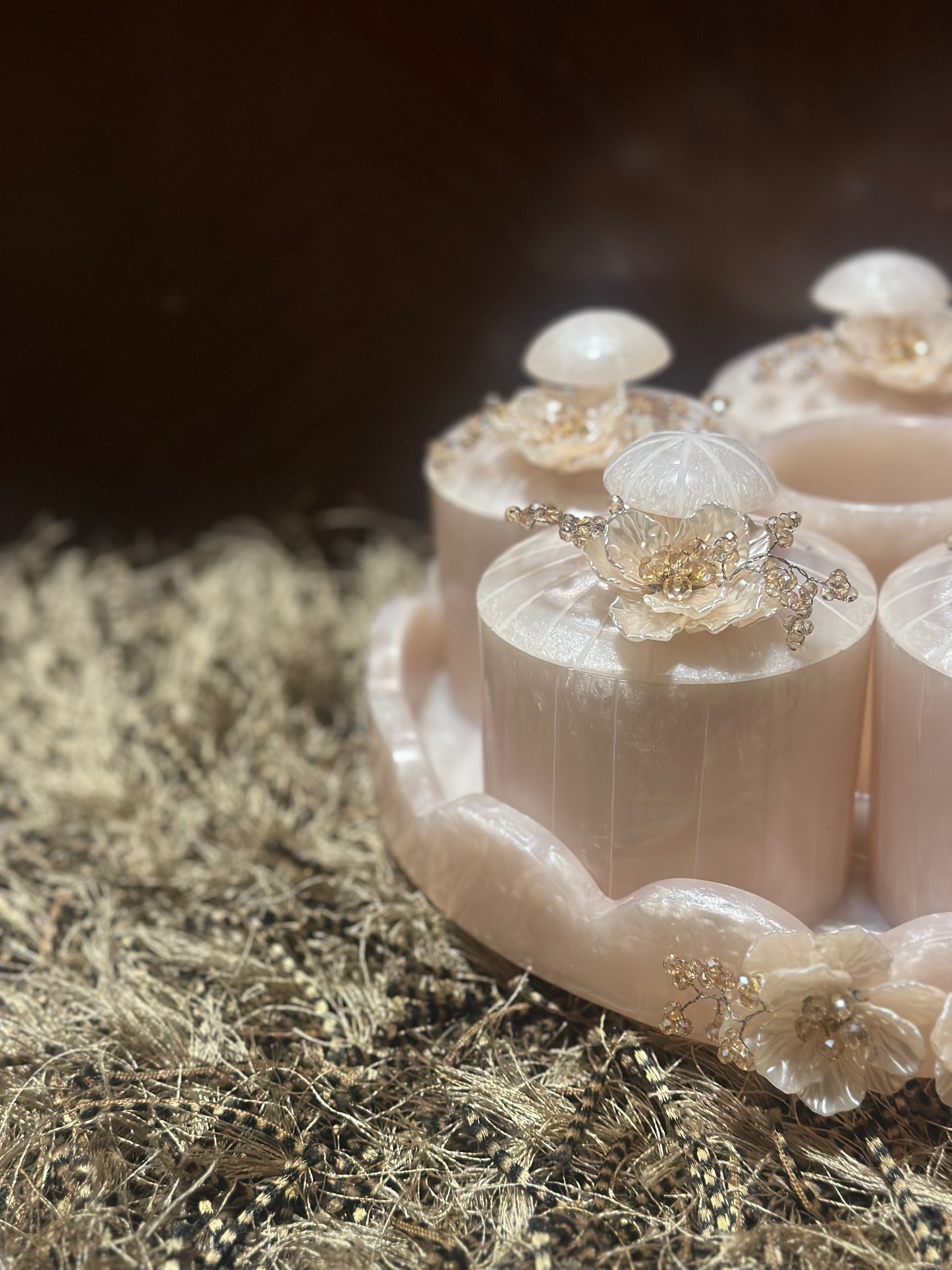 Resin Tray with 5 Airtight Jars & Cutlery Holder with Rotating Tray Base