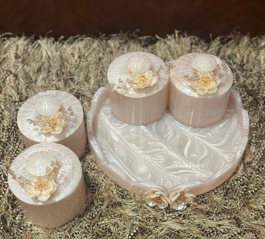 Resin Tray with 4 Airtight Jars