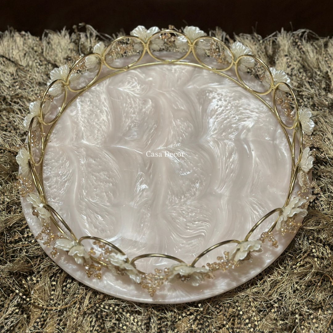 Embellished Rotating Resin Tray & Jars Set