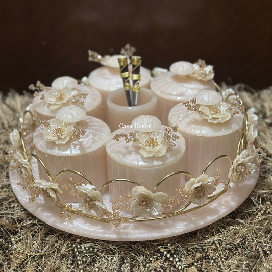 Embellished Rotating Resin Tray & Jars Set