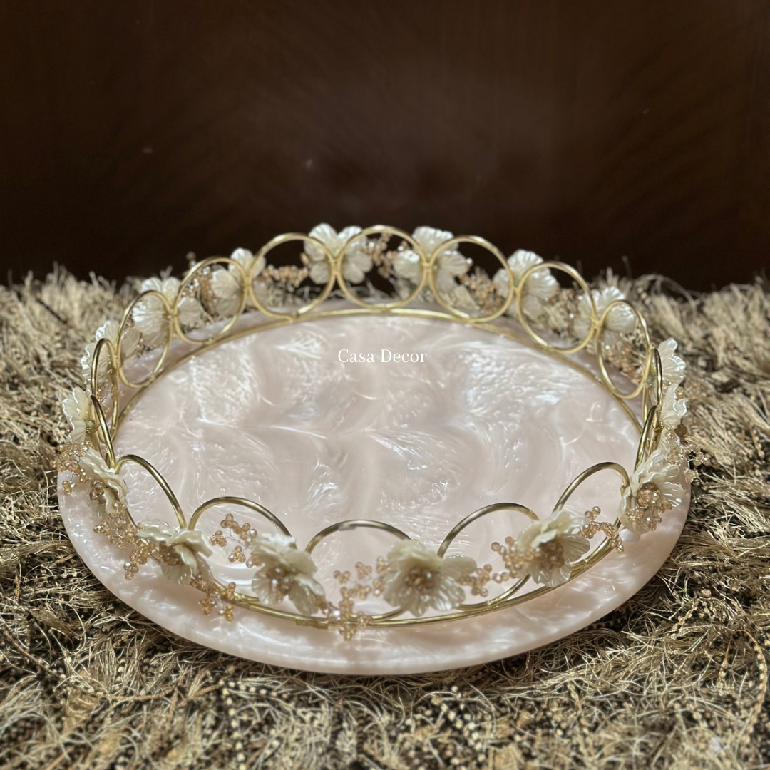 Embellished Rotating Resin Tray & Jars Set