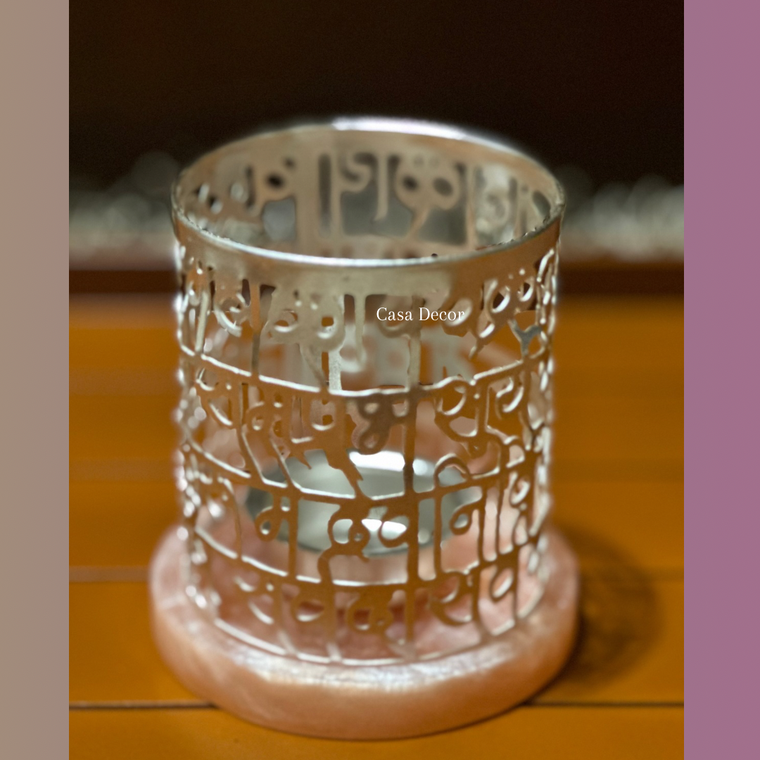 Festive Gift ( Bundle Offer): Silver Polish Tea-light Holder with Resin Base