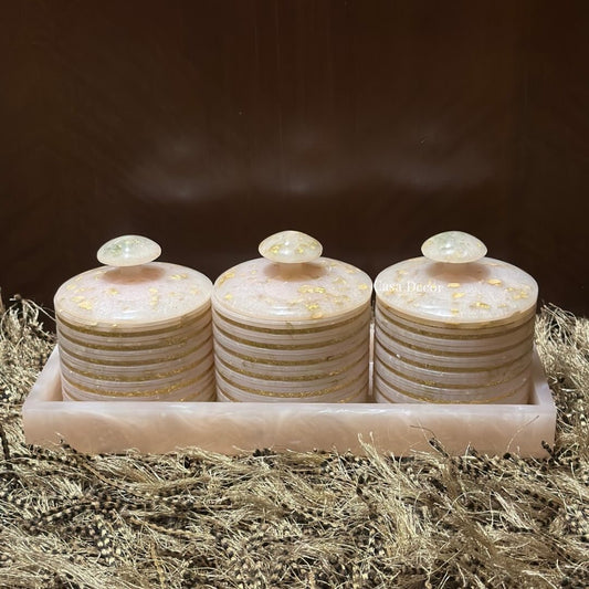 Resin Tray with 3 Airtight Jars